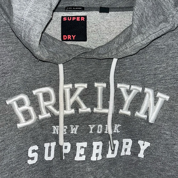 SuperDry Cropped Brooklyn Hoodie Sweatshirt in Light Grey — XL - Picture 2 of 8